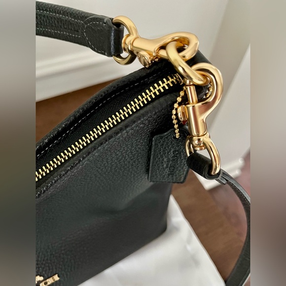 Coach Black Laurel Shoulder Bag Soft Pebble Leather Gold Hardware Two Straps 🖤 - Picture 3 of 12